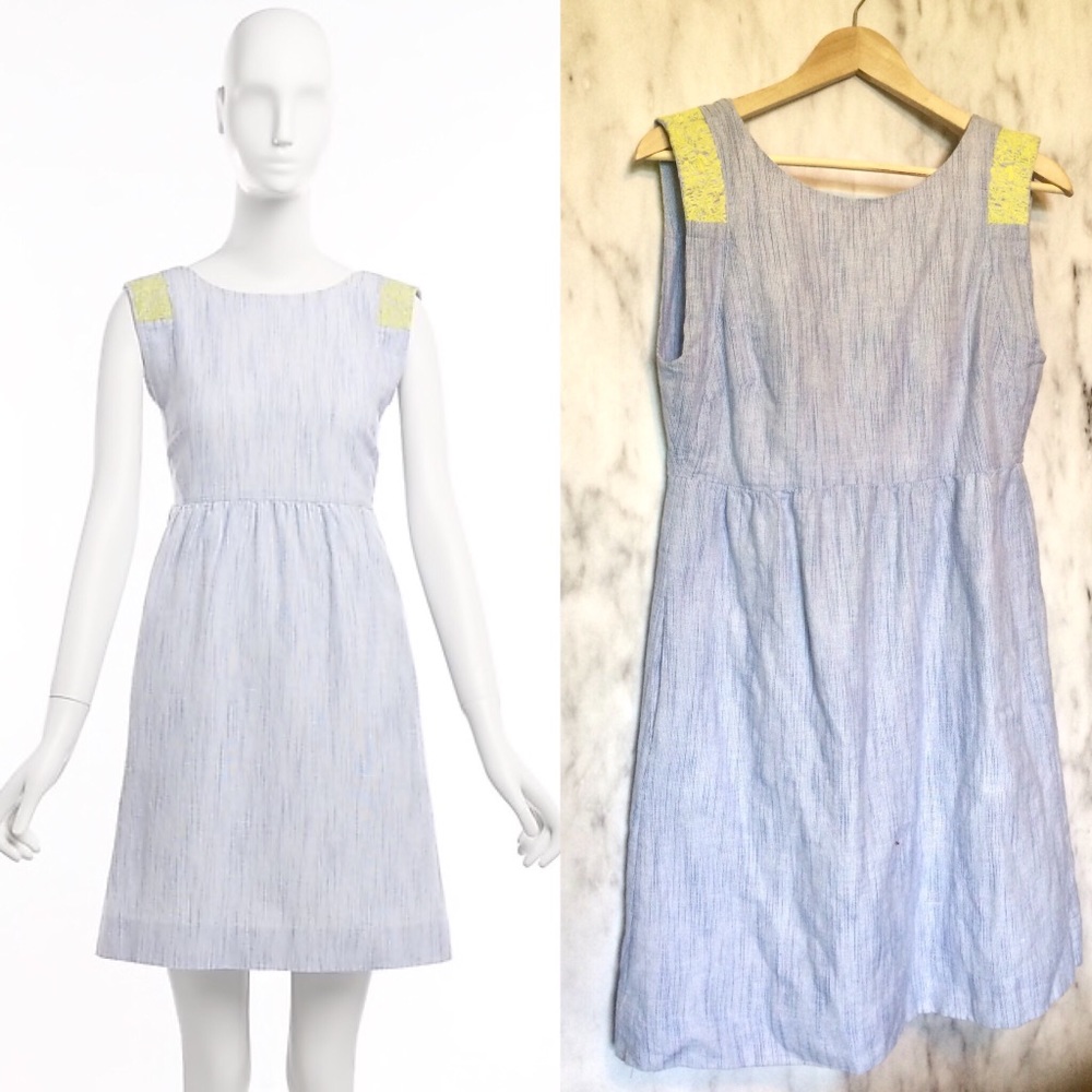 J.Crew Indigo Embroidered Striped Dress size 4